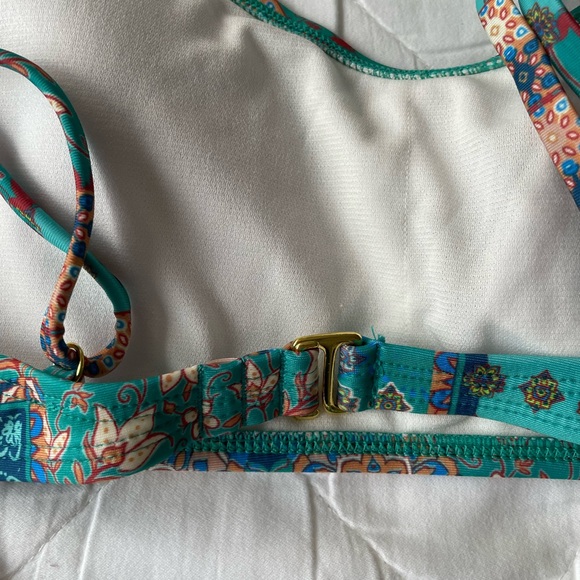NWT Wild Fable Teal Boho Floral Mosaic Swimsuit Bikini Top - Picture 5 of 6